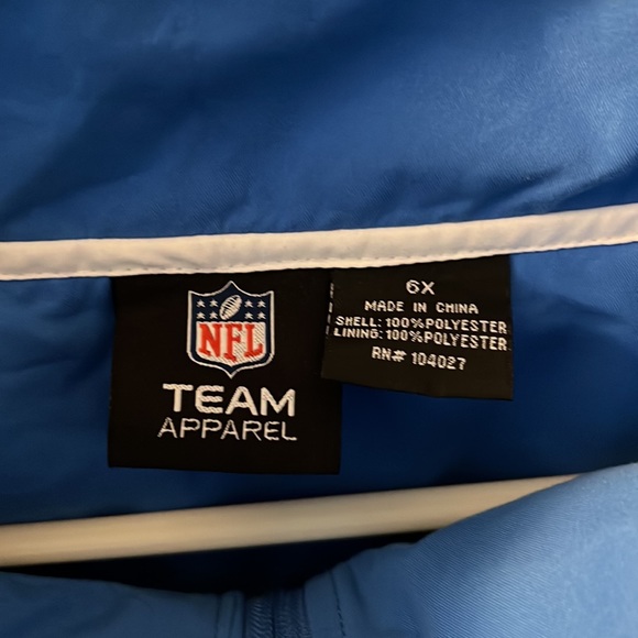 NFL team apparel size 6X light blue and white light jacket - Picture 2 of 5